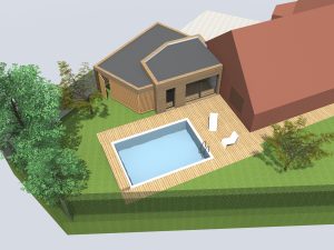 Etudes pour l’extension d’une maison individuelle avec piscine et carport